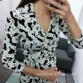 Women Office Style Casual Printed V-neck Dress